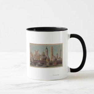 New York, NY - Downtown Skyline uit Staten Mok