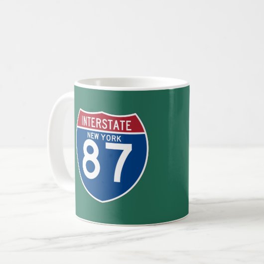 New York NY I-87 Interstate Highway Shield - Koffiemok (Voorkant links)
