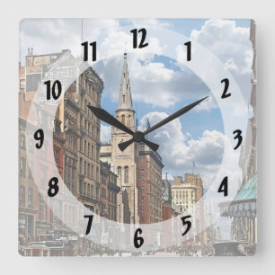 New York, NY Op Fifth Avenue Vanaf 28th Street Vierkante Klok