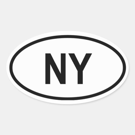New York "NY" Ovale Sticker (Voorkant)