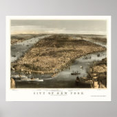 New York, NY Panoramic Map - 1856 Poster (Voorkant)
