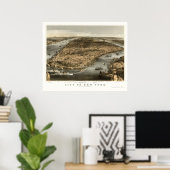 New York, NY Panoramic Map - 1856 Poster (Thuiskantoor)
