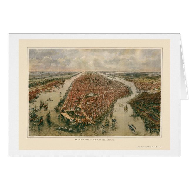 New York, NY Panoramic Map - 1865 (Voorkant Horizontaal)