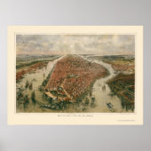 New York, NY Panoramic Map - 1865 Poster (Voorkant)