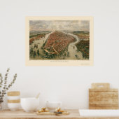 New York, NY Panoramic Map - 1865 Poster (Keuken)