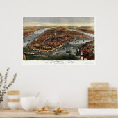 New York, NY Panoramic Map - 1870 Poster (Keuken)
