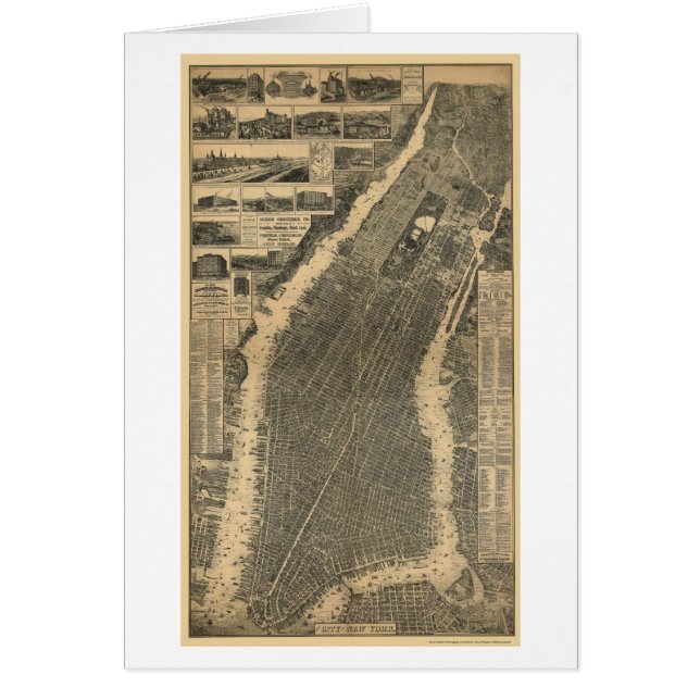 New York, NY Panoramic Map - 1879 (Voorkant)