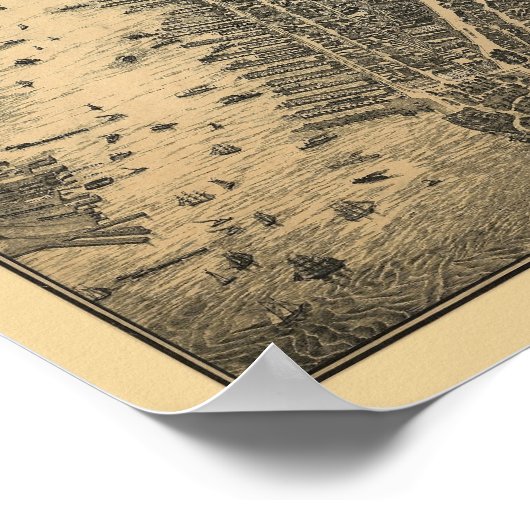 New York, NY Panoramic Map - 1879 Poster (Hoek)