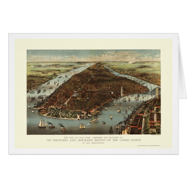 New York, NY Panoramic Map - 1883 (Voorkant Horizontaal)