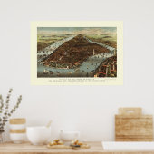 New York, NY Panoramic Map - 1883 Poster (Keuken)