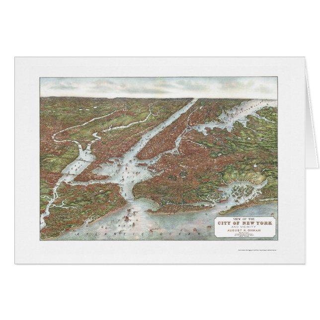 New York, NY Panoramic Map - 1907 (Voorkant Horizontaal)