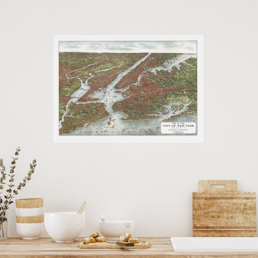 New York, NY Panoramic Map - 1907 Poster (Keuken)