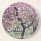 New York, NY Pink Cherry Blossom Tree Manhattan Zandsteen Onderzetter (Voorkant)