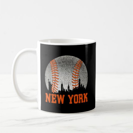 New York NY Skyline Baseball ontmoet op Gameday Koffiemok (Links)