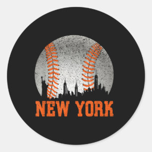 New York NY Skyline Baseball ontmoet op Gameday Ronde Sticker