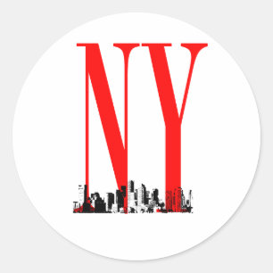 New York NY Skyline Logo Design Ronde Sticker