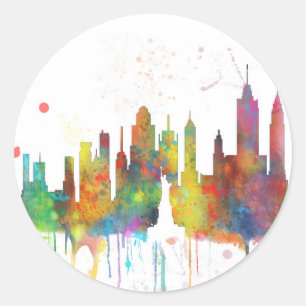 NEW YORK, NY SKYLINE - Ronde stickers