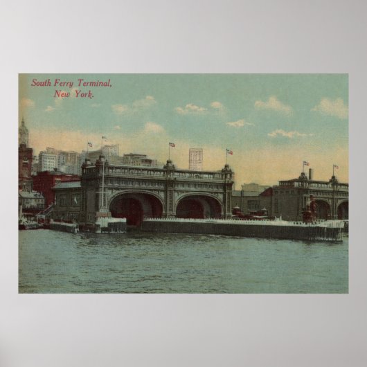 New York, NY - South Ferry Terminal Building Poster (Voorkant)