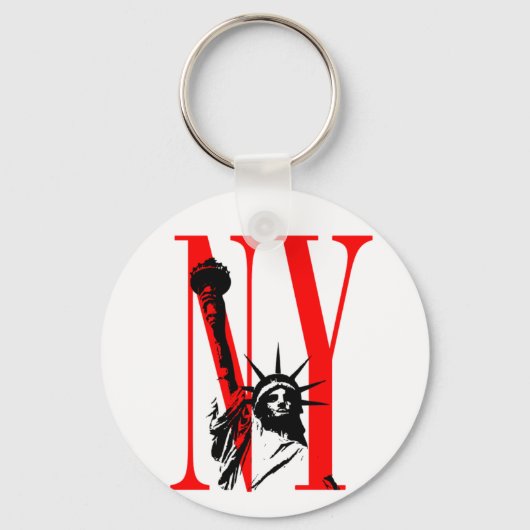 New York NY standbeeld van Liberty Logo Design Sleutelhanger (Voorkant)