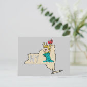New York NY State Cartoon Map Status of Liberty Briefkaart (Staand voorkant)