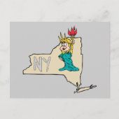New York NY State Cartoon Map Status of Liberty Briefkaart (Voorkant)