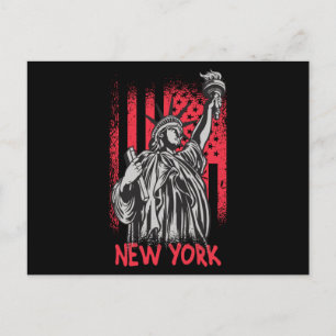 New York NY Statue of Liberty USA America Flag Briefkaart