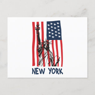 New York NY Statue of Liberty USA America Flag Briefkaart