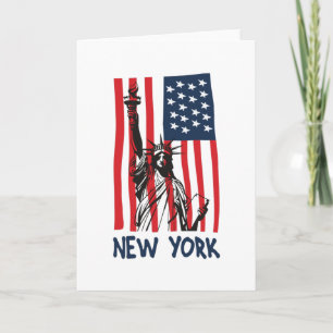 New York NY Statue of Liberty USA America Flag Kaart