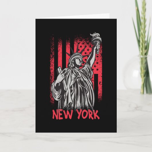 New York NY Statue of Liberty USA America Flag Kaart (Voorkant)