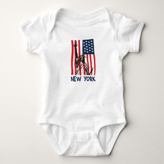 New York NY Statue of Liberty USA America Flag Romper (Voorkant)