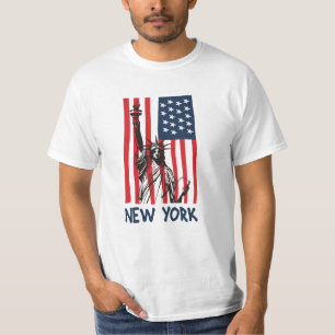 New York NY Statue of Liberty USA America Flag T-shirt
