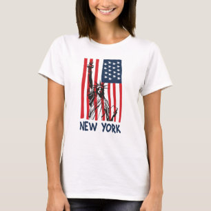 New York NY Statue of Liberty USA America Flag T-shirt