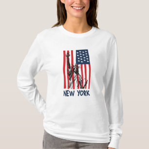 New York NY Statue of Liberty USA America Flag T-shirt
