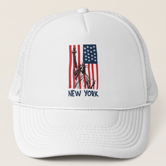 New York NY Statue of Liberty USA America Flag Trucker Pet (Voorkant)