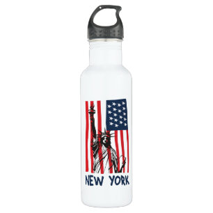 New York NY Statue of Liberty USA America Flag Waterfles