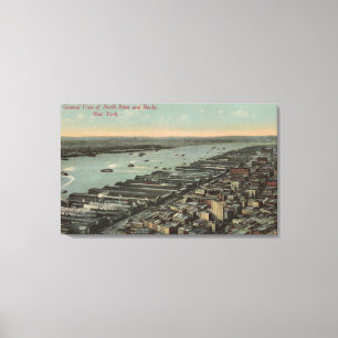 New York, NY - Uitzicht en dokken van de Noordrivi Canvas Afdruk