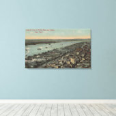 New York, NY - Uitzicht en dokken van de Noordrivi Canvas Afdruk (Insitu (Houten vloer))