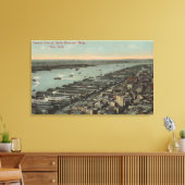 New York, NY - Uitzicht en dokken van de Noordrivi Canvas Afdruk (Insitu (Woonkamer))