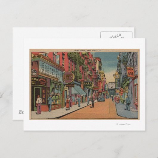 New York, NY - Uitzicht van Chinese winkels Briefkaart (Voorkant / Achterkant)