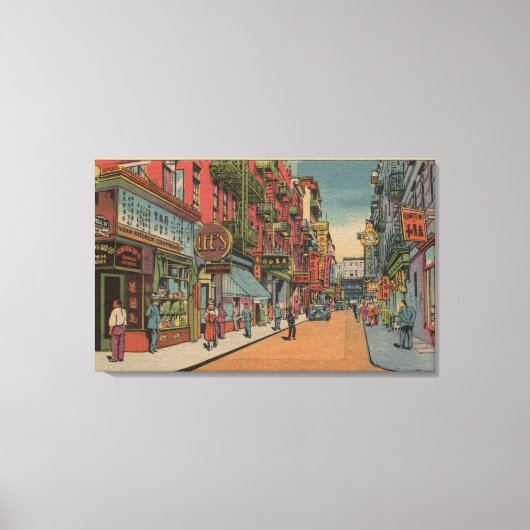 New York, NY - Uitzicht van Chinese winkels Canvas Afdruk (Voorkant)