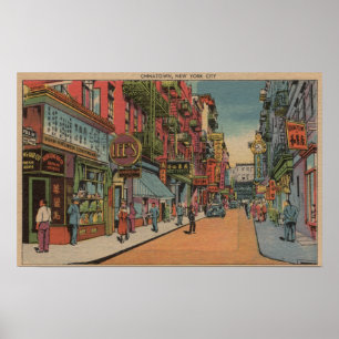 New York, NY - Uitzicht van Chinese winkels Poster