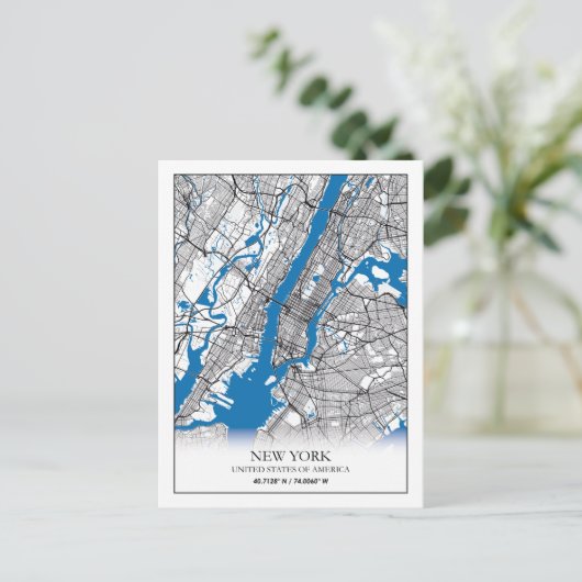New York NY USA Travel City Map Briefkaart (Staand voorkant)