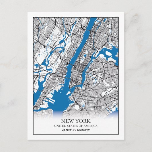 New York NY USA Travel City Map Briefkaart (Voorkant)