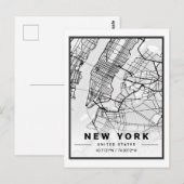 New York NY USA Travel City Map Briefkaart (Voorkant / Achterkant)