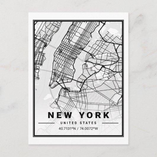 New York NY USA Travel City Map Briefkaart (Voorkant)