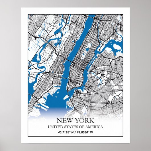 New York NY USA Travel City Map Poster (Voorkant)