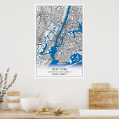 New York NY USA Travel City Map Poster (Keuken)