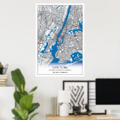 New York NY USA Travel City Map Poster (Thuiskantoor)