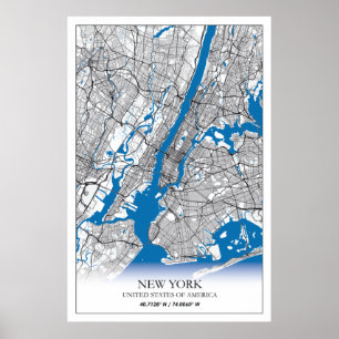 New York NY USA Travel City Map Poster