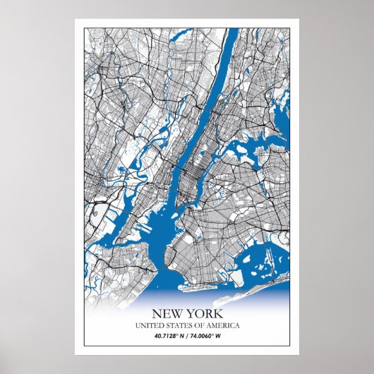 New York NY USA Travel City Map Poster (Voorkant)